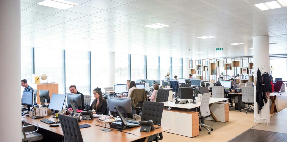 Employees working in a modern open-plan office